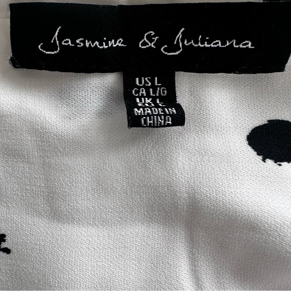 JASMINE & JULIANA White and Black Splodge Long Sleeves Blouse Size Large - Picture 7 of 13